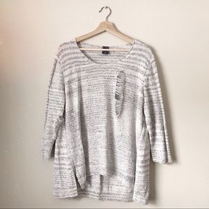 Heather grey knit distressed sweater